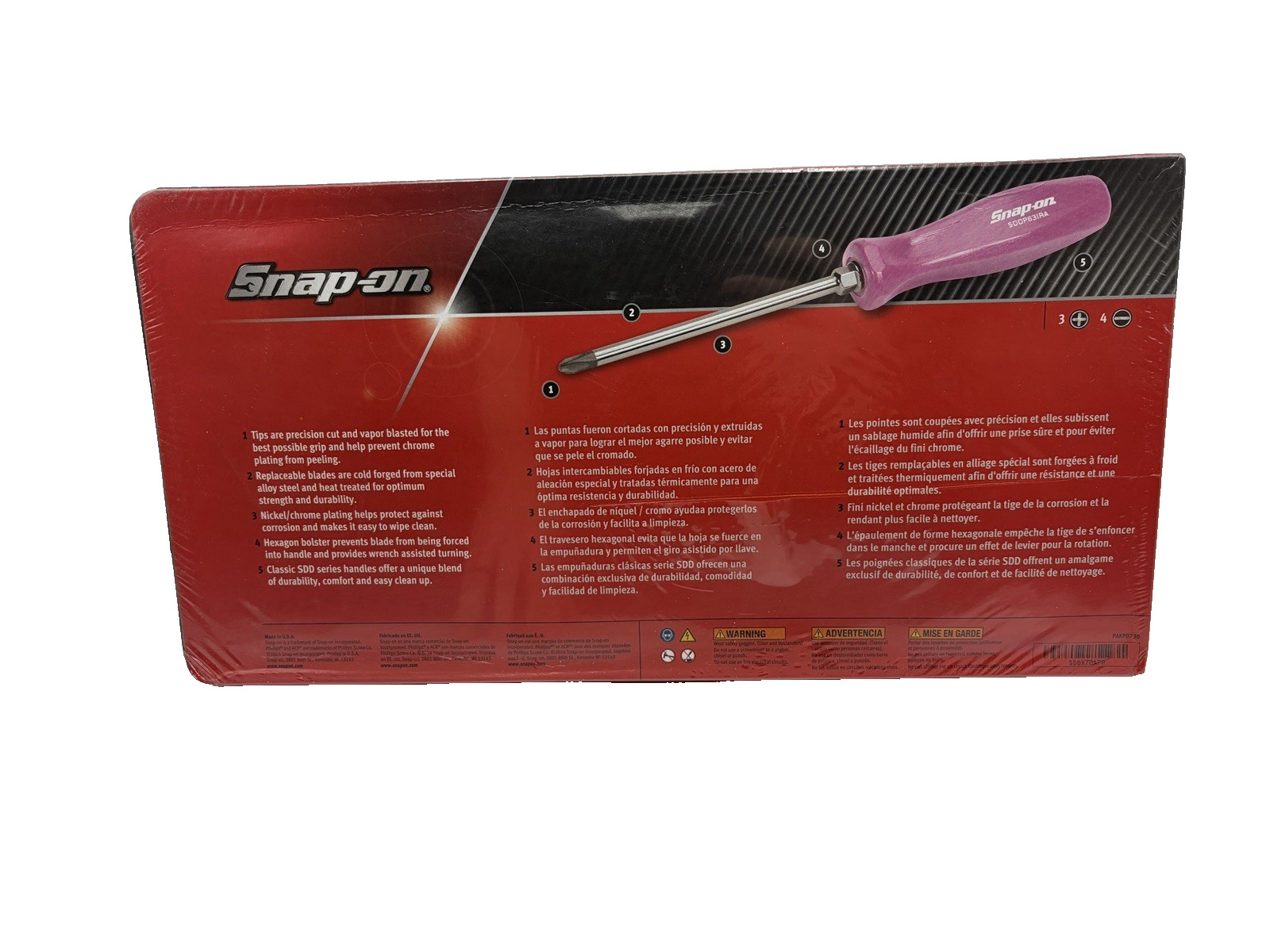 Snap On Tools Pink Hard Handle Combination Screwdriver Set SDDX70APP 7 Piece New