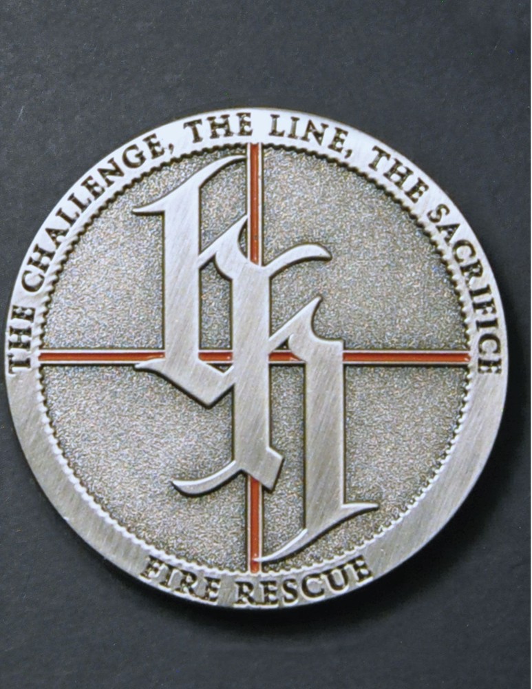 Firefighter Thin Redline Challenge Coin- The Challenge -The Line- The Sacrifice