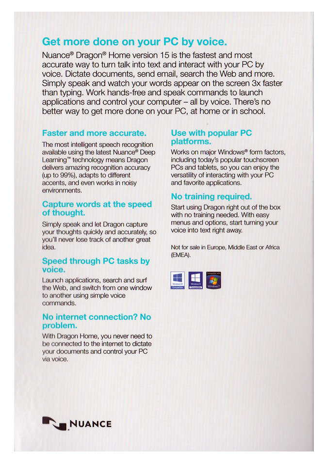 Nuance Dragon Home 15 - New Retail Box, DC09A-G00-15.0