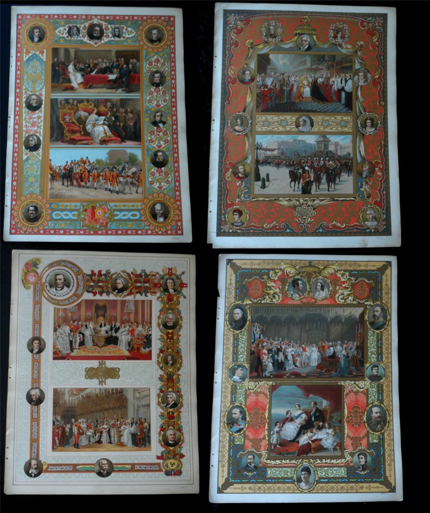 4 Larger Size Old Colour plates/prints early 1900s