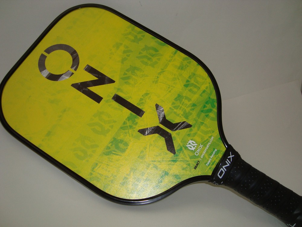 Onix React Graphite Pickleball Paddle Lucy Kovalova Matt Wright Green Yellow