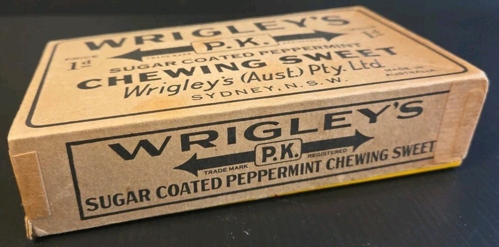 c1940s WRIGLEY'S PK Peppermint Bubble Gum Store DISPLAY BOX Empty #2 Sweet