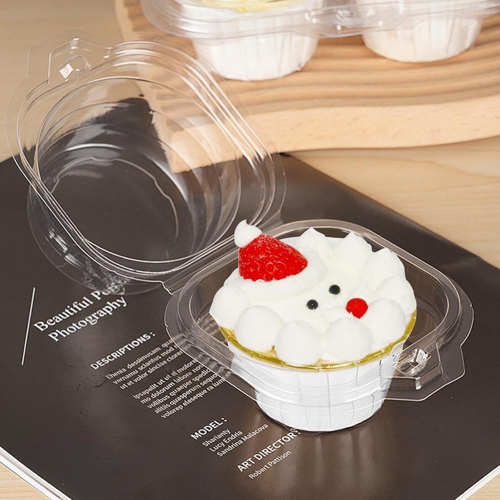 Spacious 3" Cupcake Holders - 50 Pack Clear Stackable Containers for Events