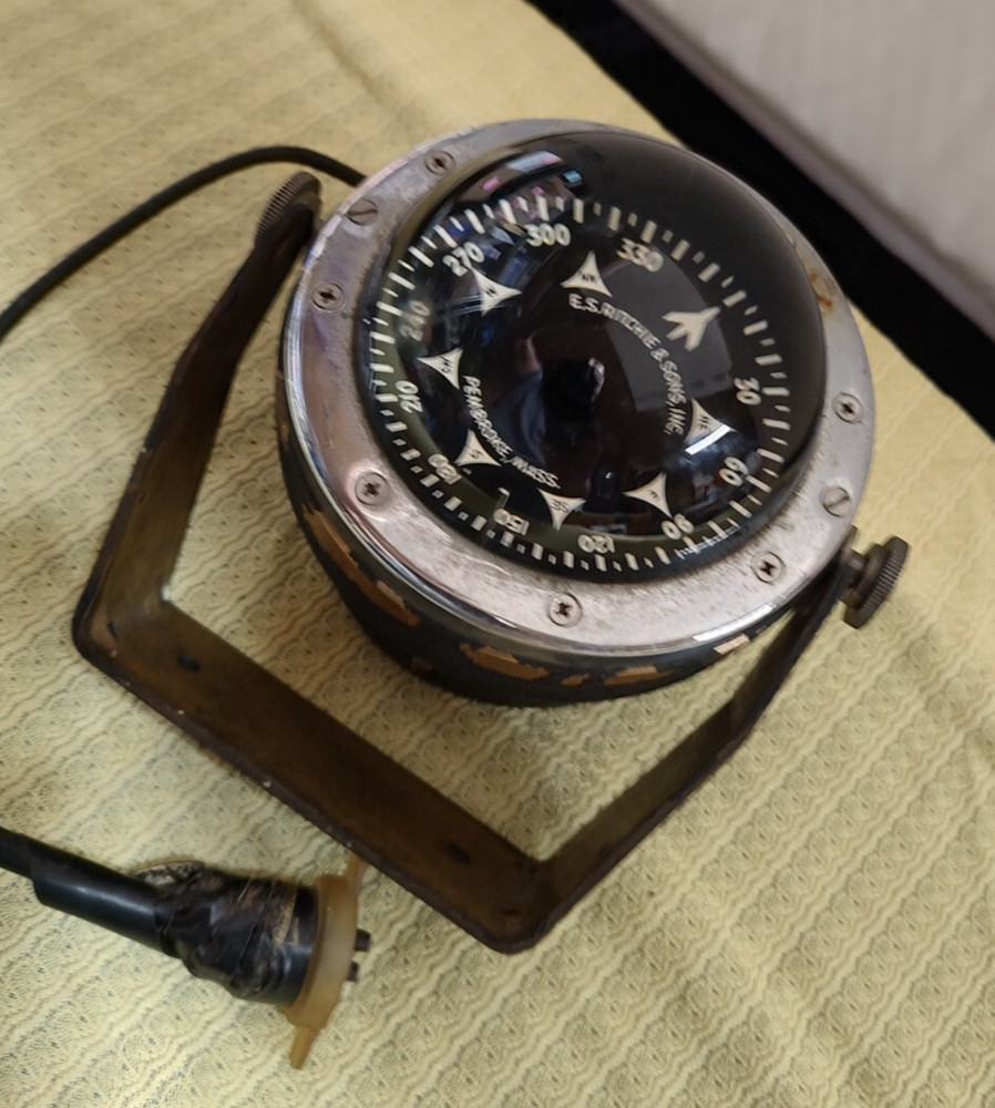 Vintage RITCHIE & SONS Marine Compass With Bracket