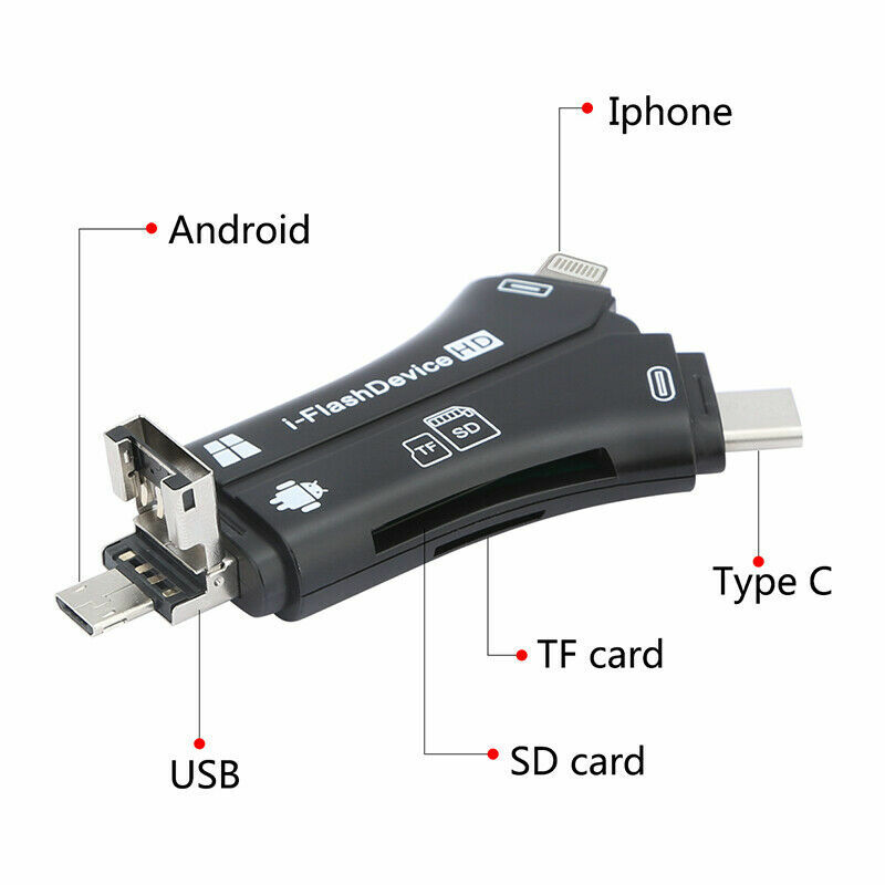 4in1 USB i-Flash Drive Micro SD TF Memory Card Reader Adapter For iPhone Samsung