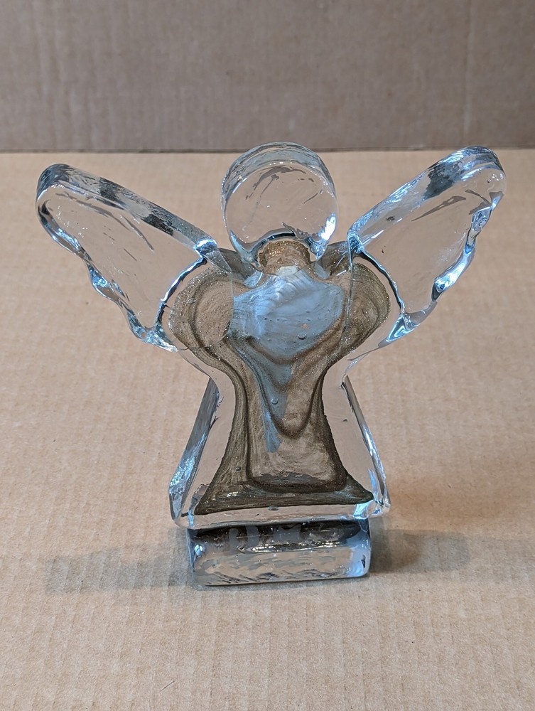 Solid Glass or Crystal Angel Block Style Vintage