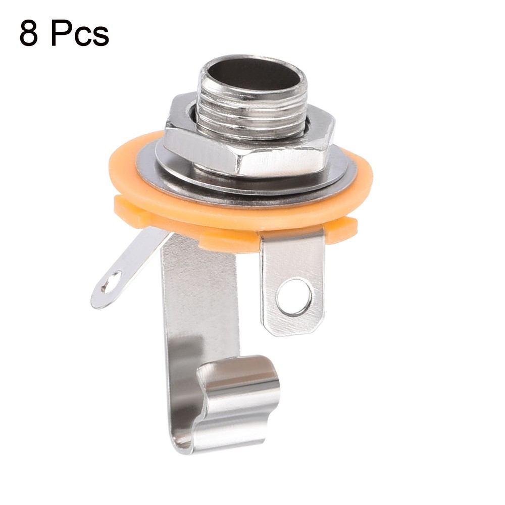 8 Pcs Guitar Input Jack 1/4" Stereo Jack Mono Panel Mount Socket Silver