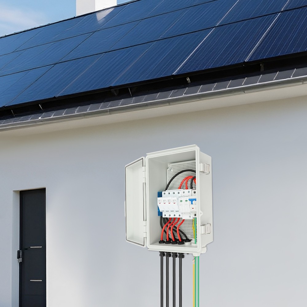 Solar Combiner Box PV Combiner 63A Circuit Breaker 4-String For Solar Panel Kit
