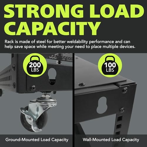 12U Open Frame Server Rack, 23''-40'' Adjustable Depth, Free Standing or Wall