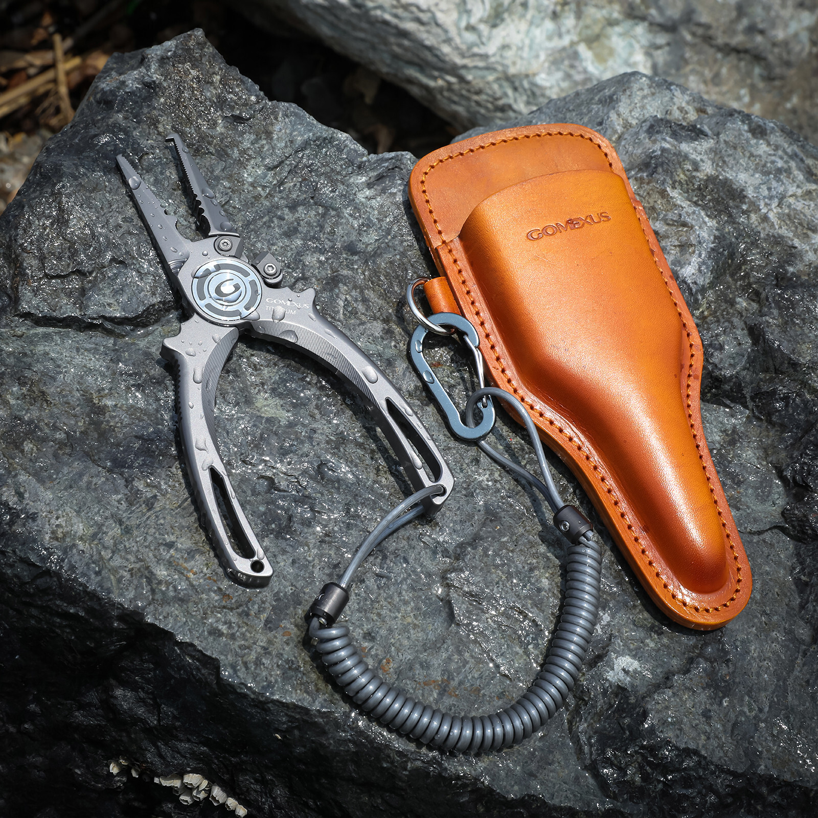 Gomexus Titanium Fishing Pliers 7.5" Saltwater Jigging Never Rust Leather Sheath