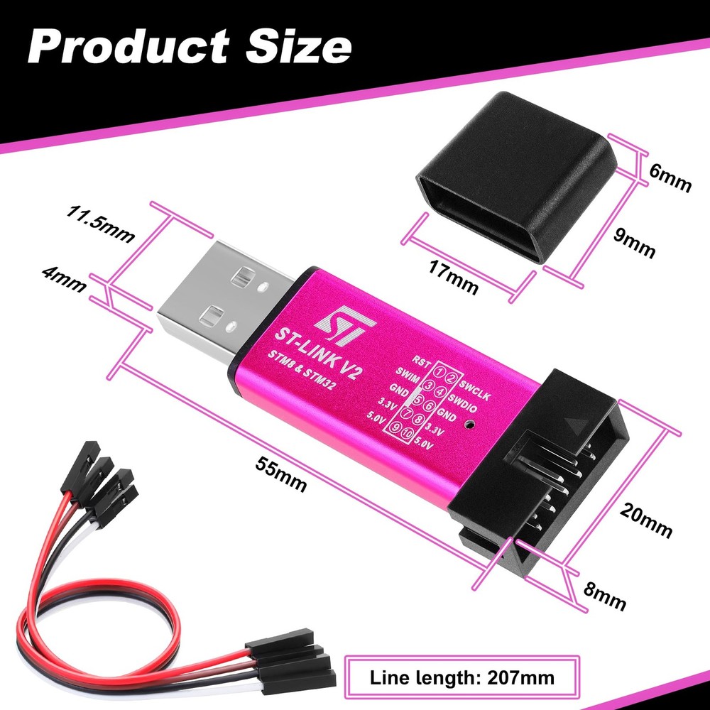 ST-Link V2 Emulator Downloader Programmer Fits STM8 STM32 Series Chip Debug