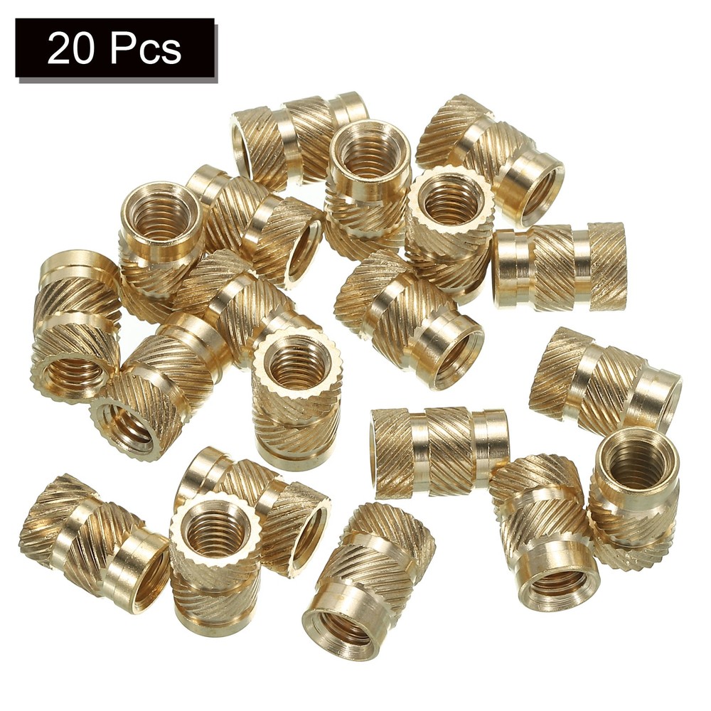 20 Pcs M6 Threaded Inserts 3D Printing Knurled Nuts Heat-Set Inserts Brass
