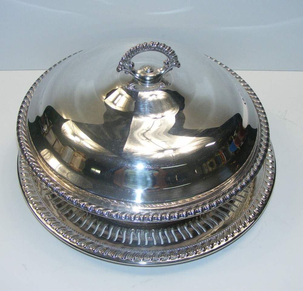 Vintage Silverplate Covered Soup Dish with Cracker or Cheese Tray 4-south