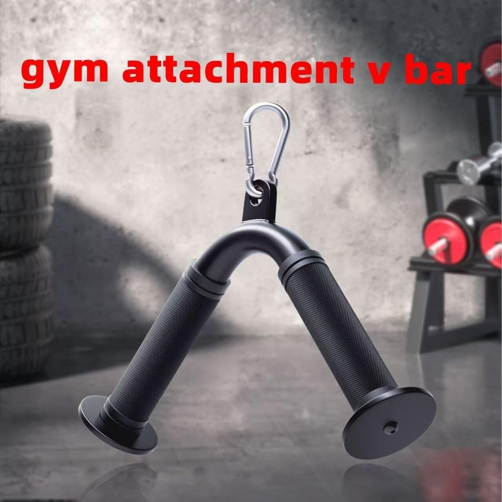 Tricep Press Down V Bar, Cable Machine Attachment Home Gym LAT Pulldown black