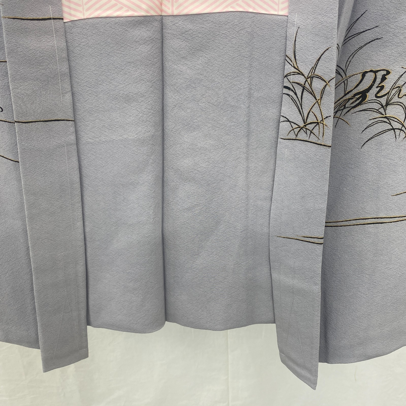 Japanese Vintage Kimono Haori Jacket Polyester Gray Traditional Authentic 35 in