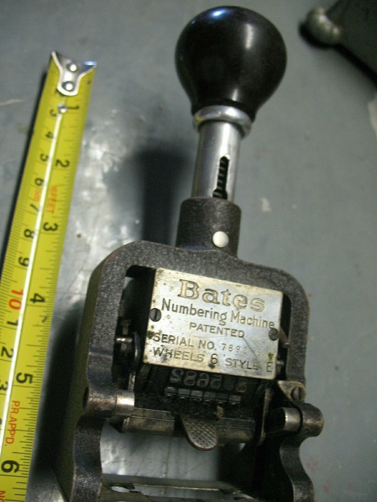 BATES NUMBERING MACHINE 6 WHEELS STYLE E CRINKLE FINISH
