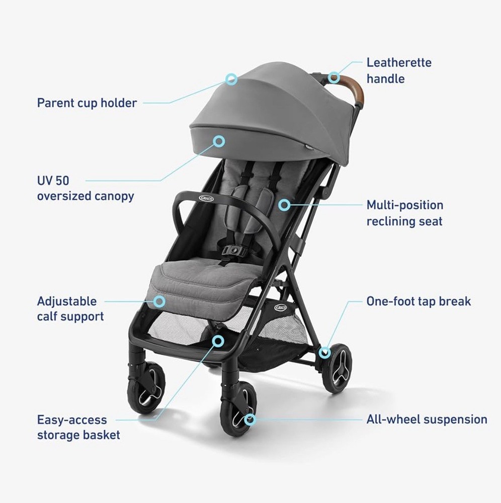 Graco Ready2Jet Compact Stroller – Overhead Friendly Compact Travel Stroller