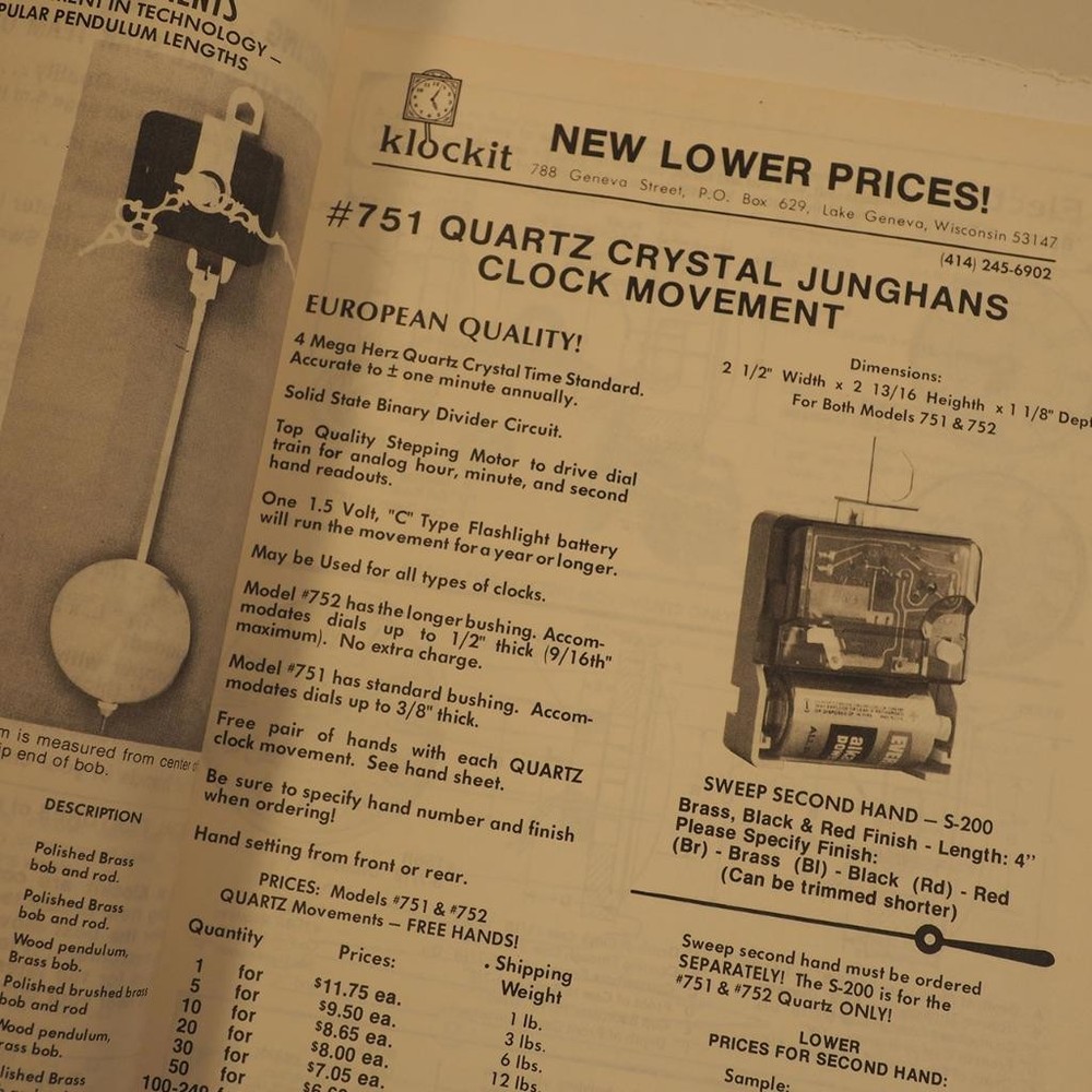Klockit's Clock Movements & Accessories 1979-80 Clock Catalog
