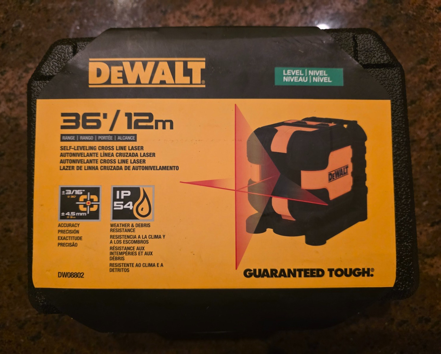 DEWALT DW08802 Red Cross Line Laser Level with Case