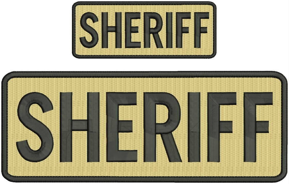 Sheriff embroidery Patch 4x10 and 2x5 hook  tan