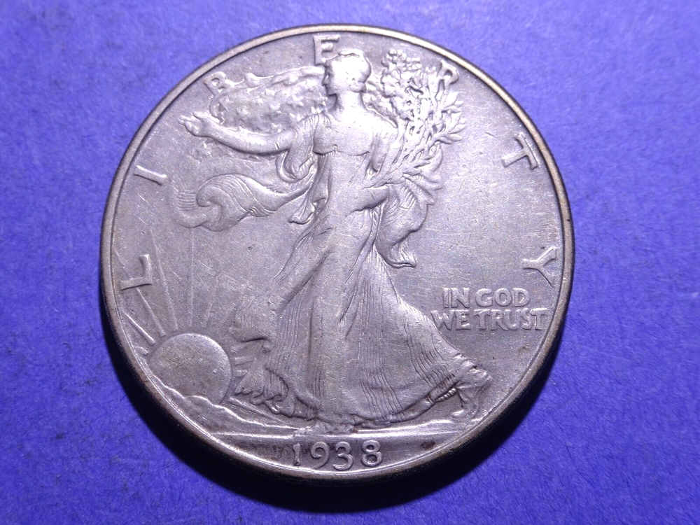 1938-D Walking Half Dollar Ch. VF