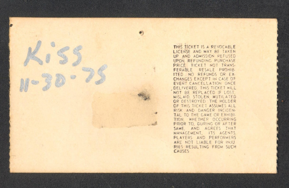 KISS, STYX, MOTT THE HOOPLE CONCERT TICKET STUB NOV 30 1975 CAPITAL CENTER DC