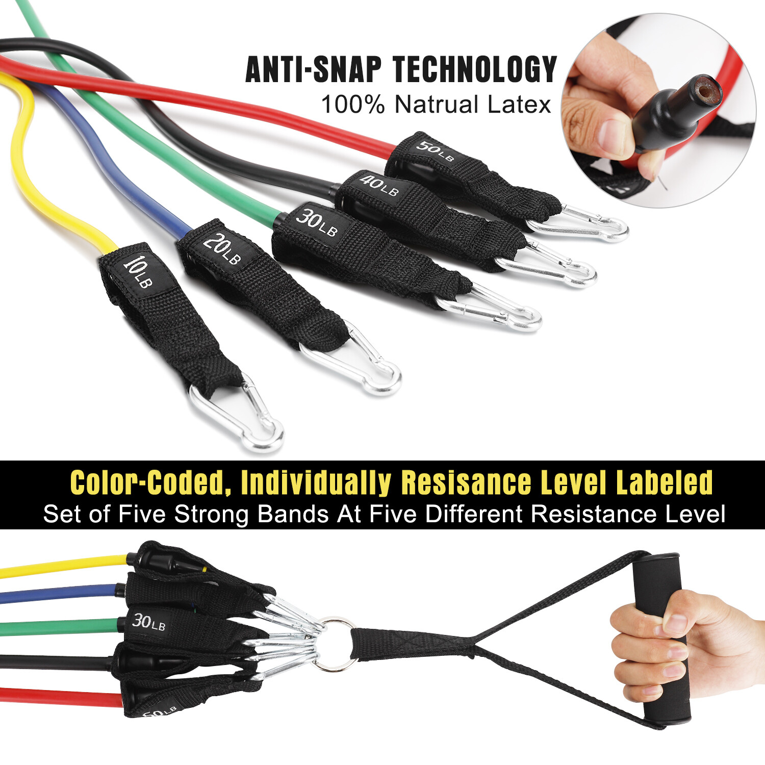 XPRT Fitness 11 PCS Resistance Bands Set Home Gym Exercise Tube Bands Training