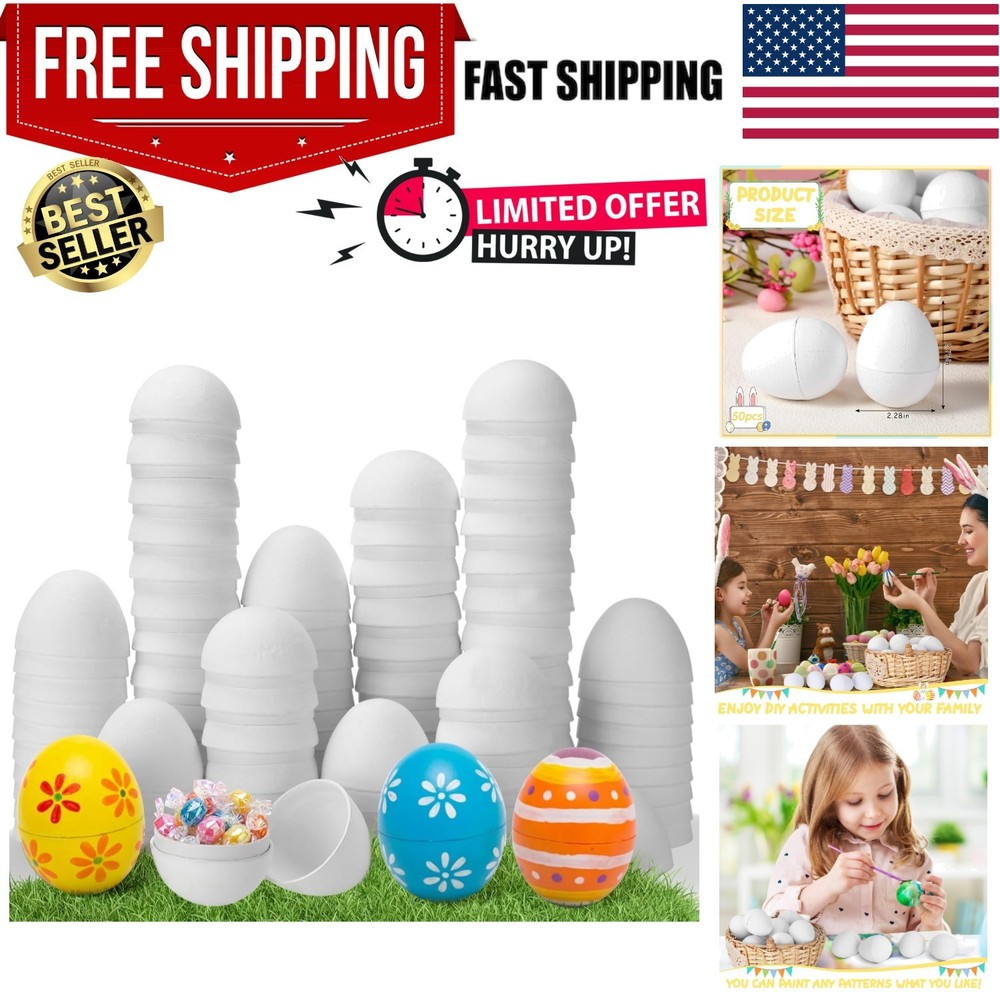 100 Pcs Paintable Easter Paper Mache Eggs DIY Blank Paper Mache Dyeable Easte...