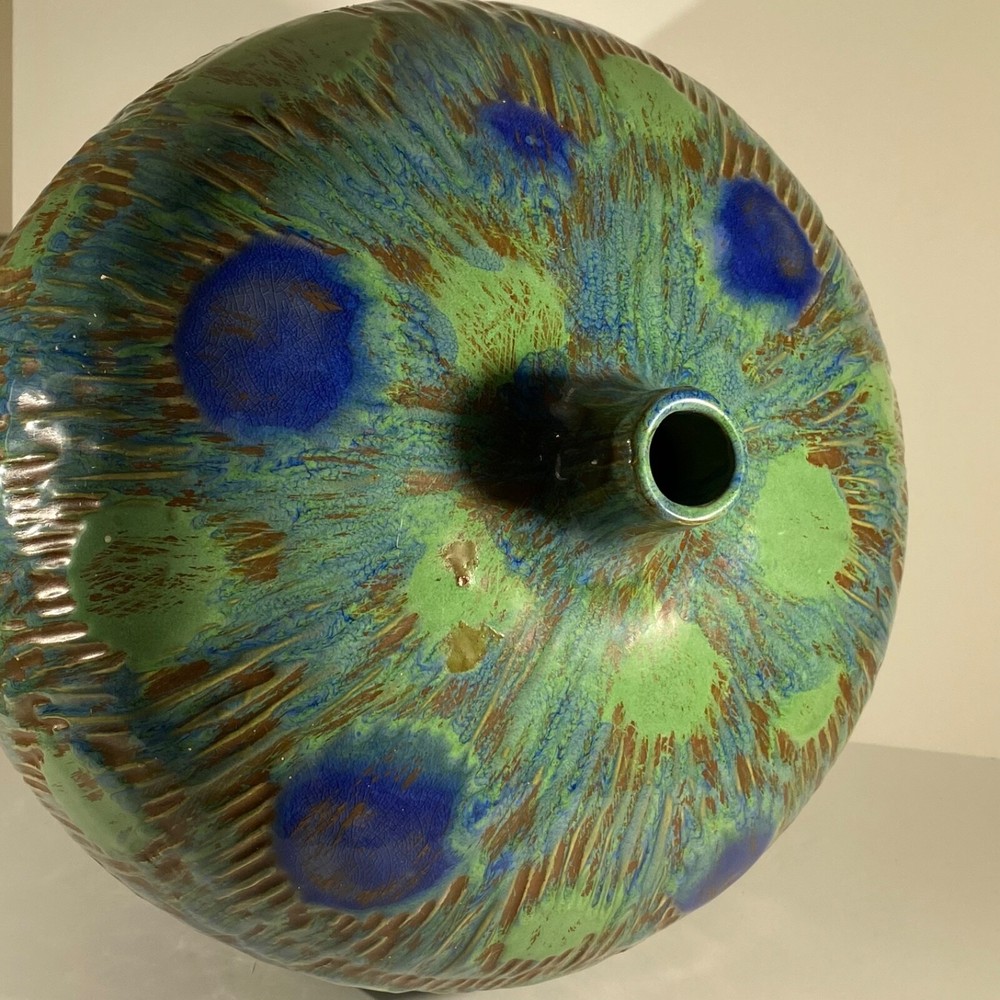 Vintage Ceramic Peacock Statement Vase 12"