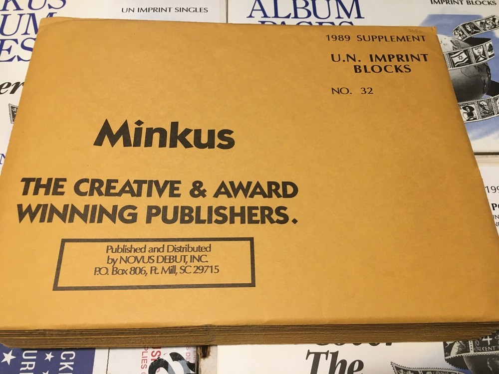 New Minkus United Nations Imprints Blocks Stamp Album Supplement Pages- 1989