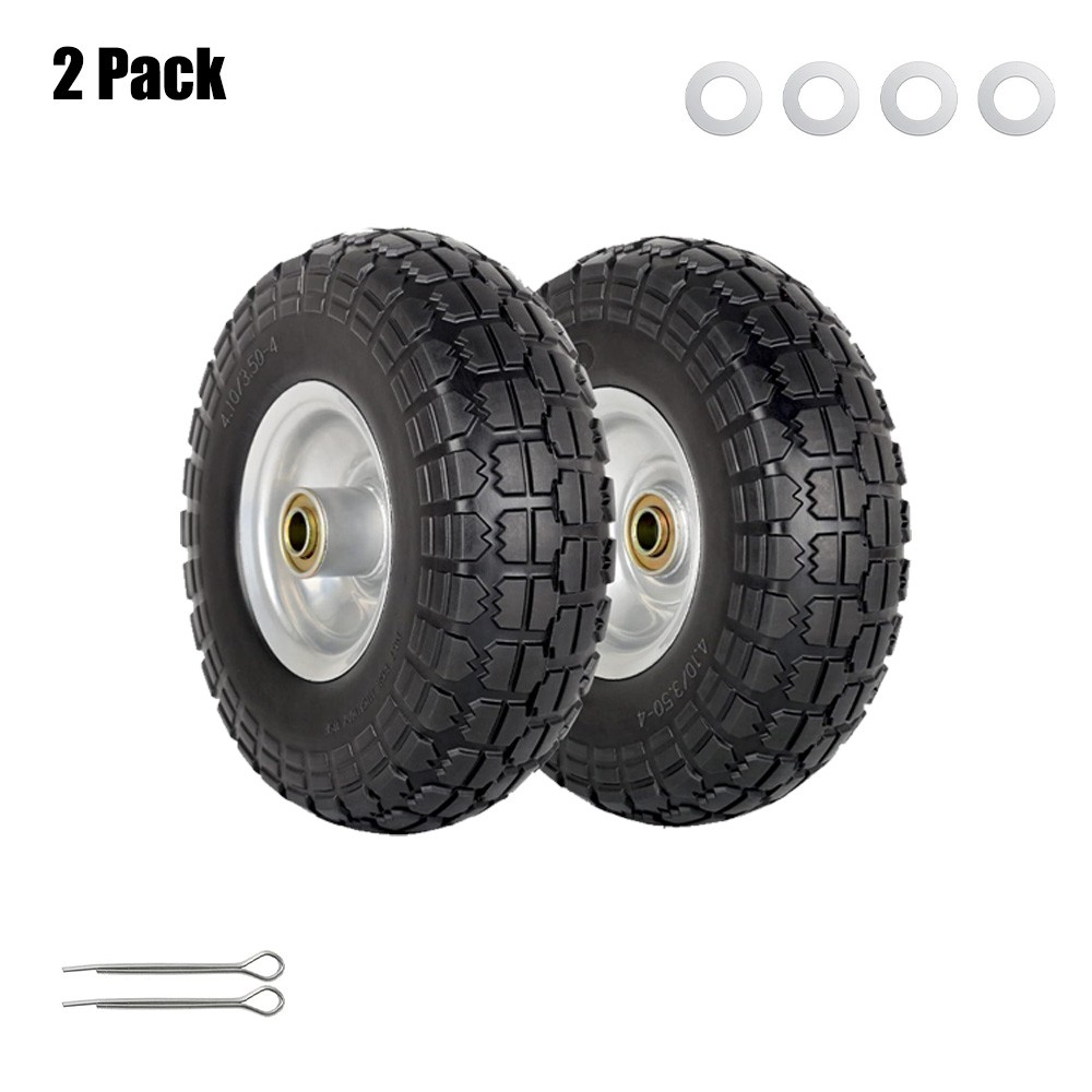 10 Inch 4.10/3.50-4 Flat Free Tire & Wheel for Garden Wagon Hand Truck Trolley