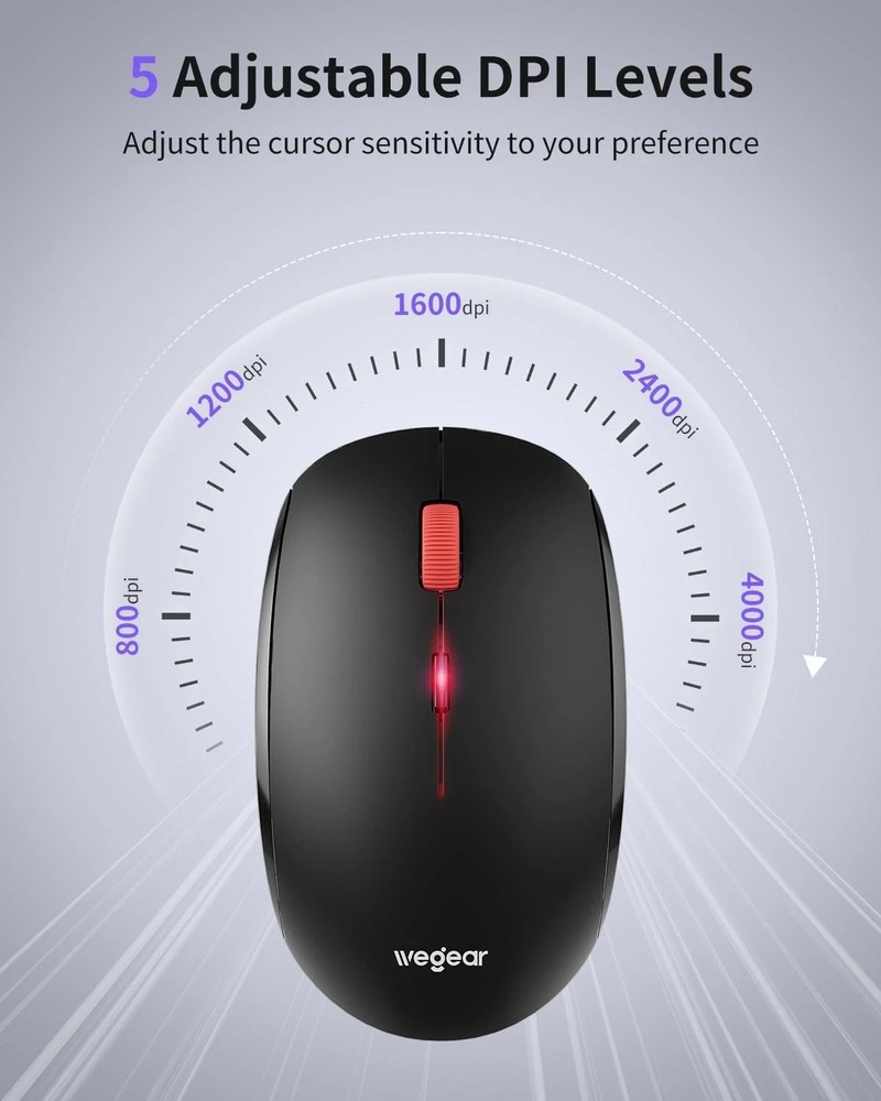 Wireless Mouse, 2.4G Slim Mini Cordless Computer Ergonomic black