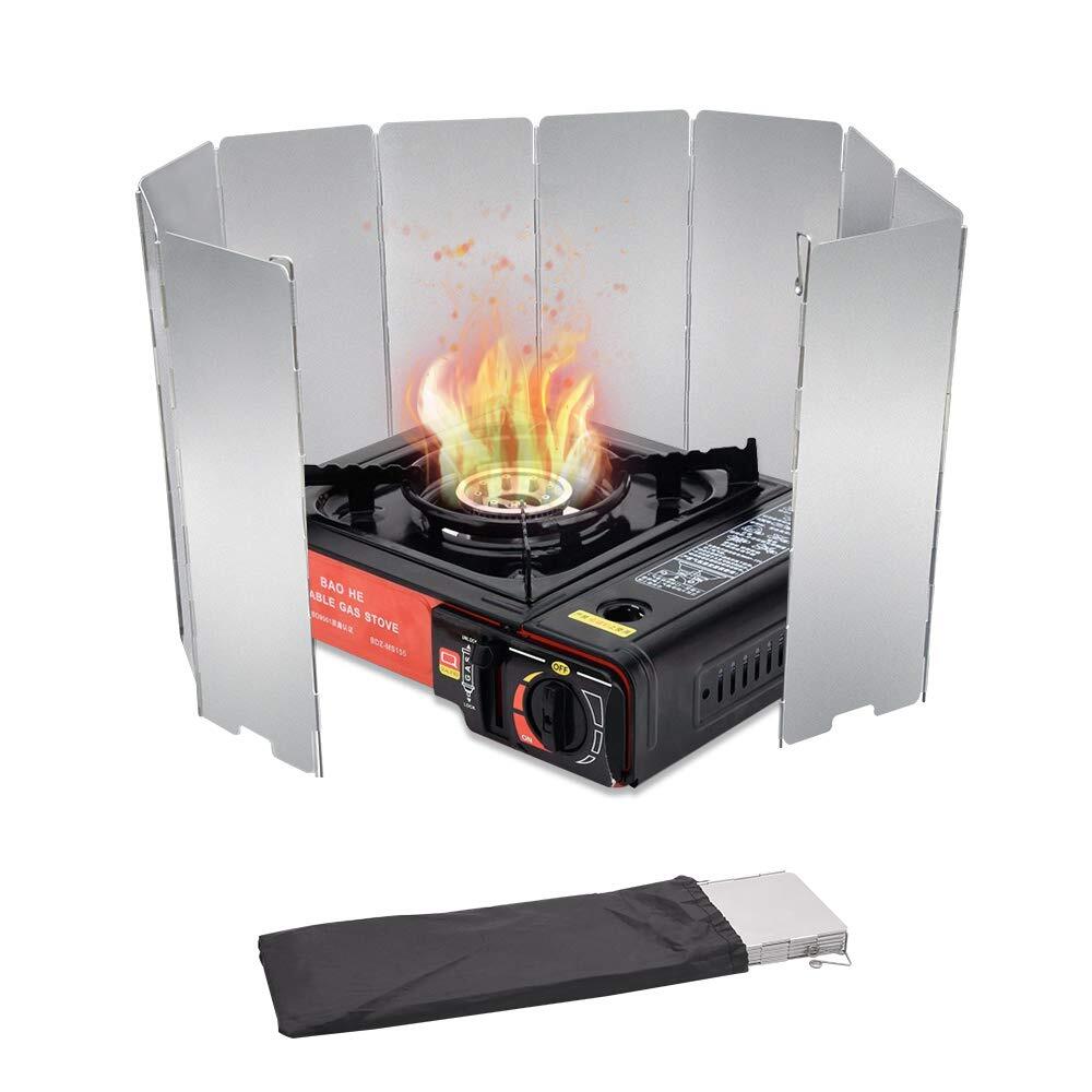 Lightweight Aluminum Stove Windscreen with Drawstring Bag, Compact for Backpack