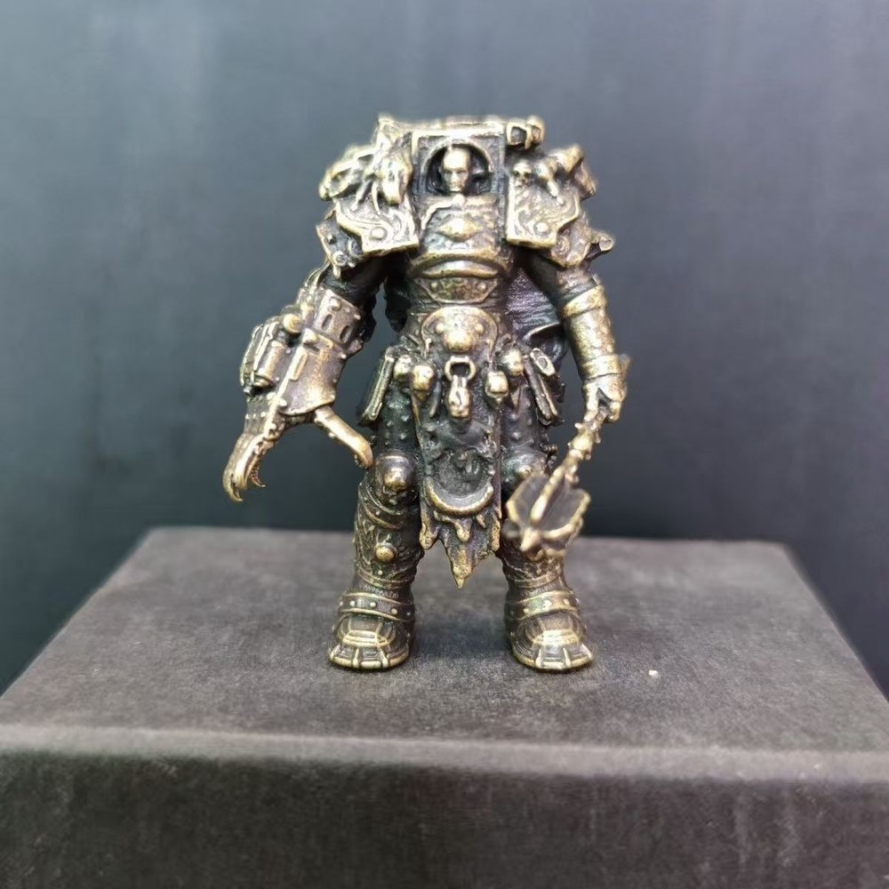 Black Solid Brass Soldier Man Knight Terminator Model Toy Statue