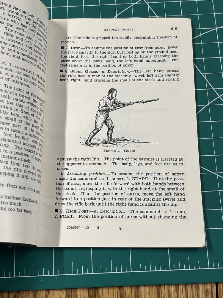WWII US War Department Basic Field Guide Bayonet M1905