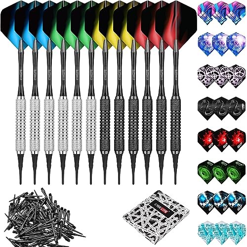 16g Soft tip Darts with Extra Flights and Plastic Points For Beginners