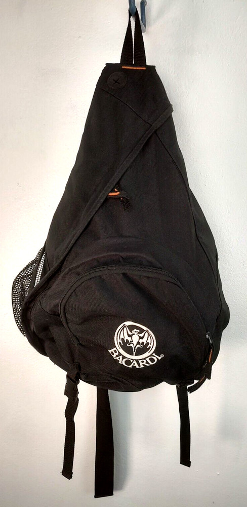 Bacardi Black Backpack Single Strap Side Opening 2 Zipper Storage Back pack