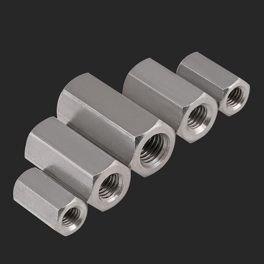M4 M5 M6 Stainless Steel Hex Coupling Connector Nuts Threaded Insert Joint Long