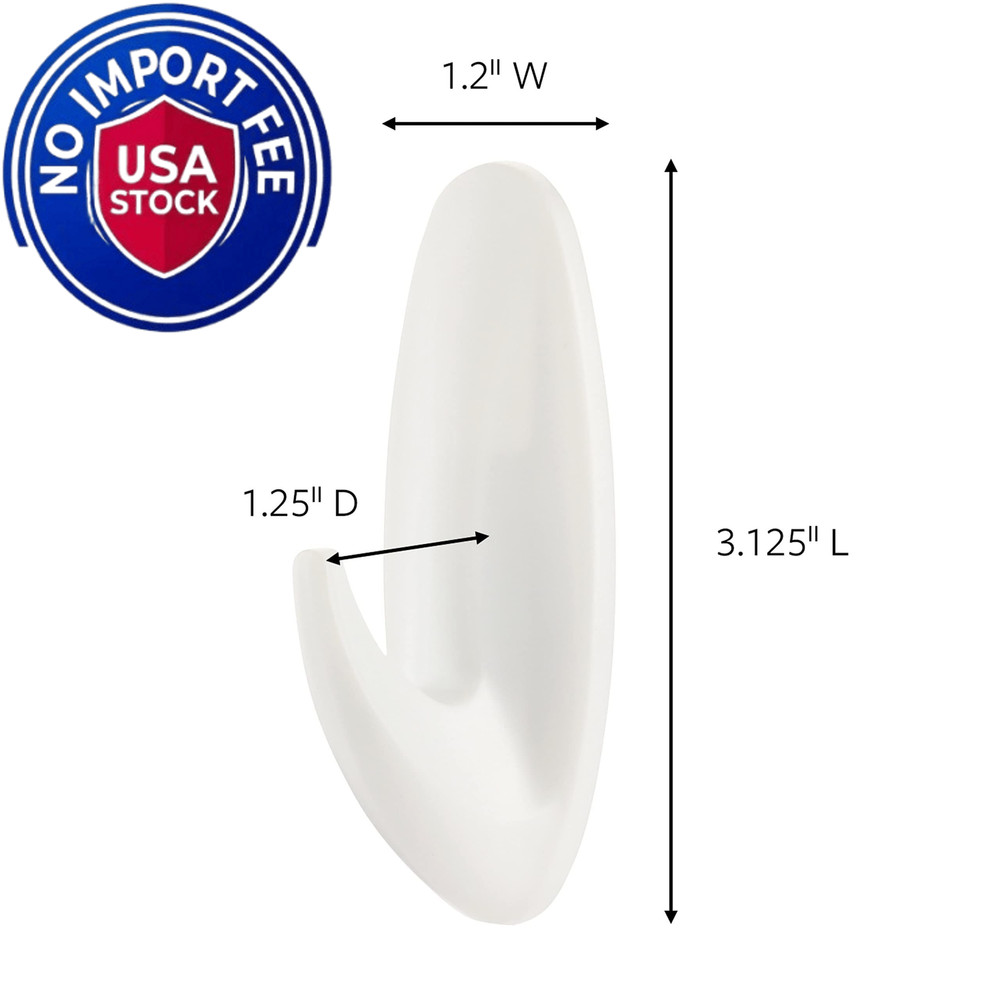Command Medium Designer Hooks, 2 Hooks and 4 Strips, Medium, White
