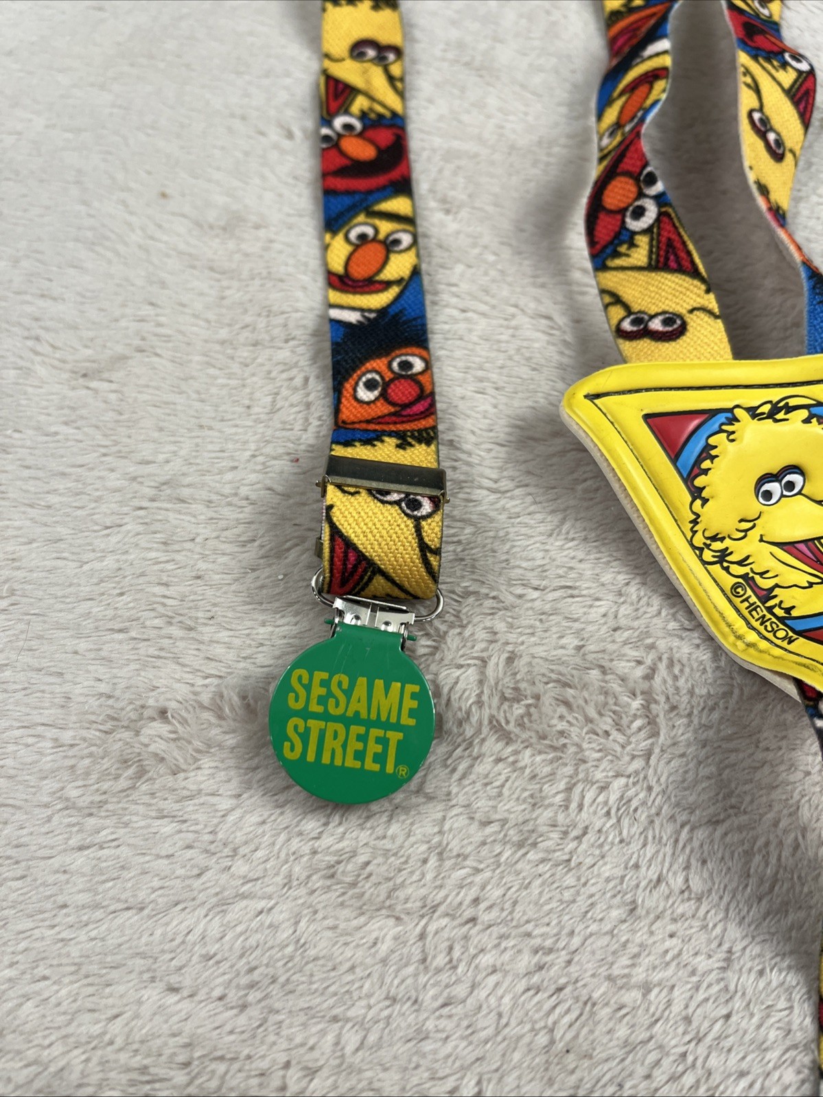 Vintage Sesame Street Big Bird Elastic Boys Adjustable Suspenders