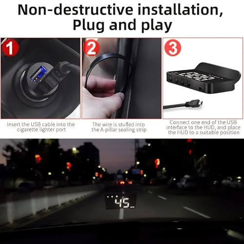 Windshield Screen Projector with GPS Speedometer, Realtime Data Display,