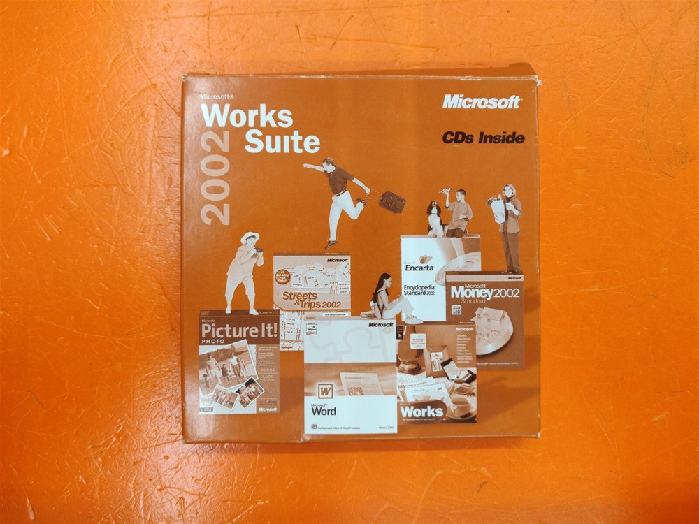 ⭐️⭐️⭐️⭐️⭐️ Microsoft Works Suite 2002 5 CD Set - READ