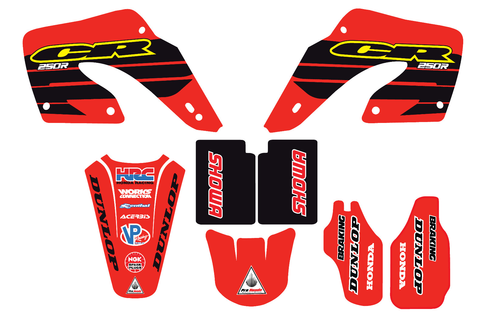 CR125 CR250 GRAPHIC KIT HEAVY DUTY GLOSS MOTOCROSS MX  21mil LAMINATE 2000 2001