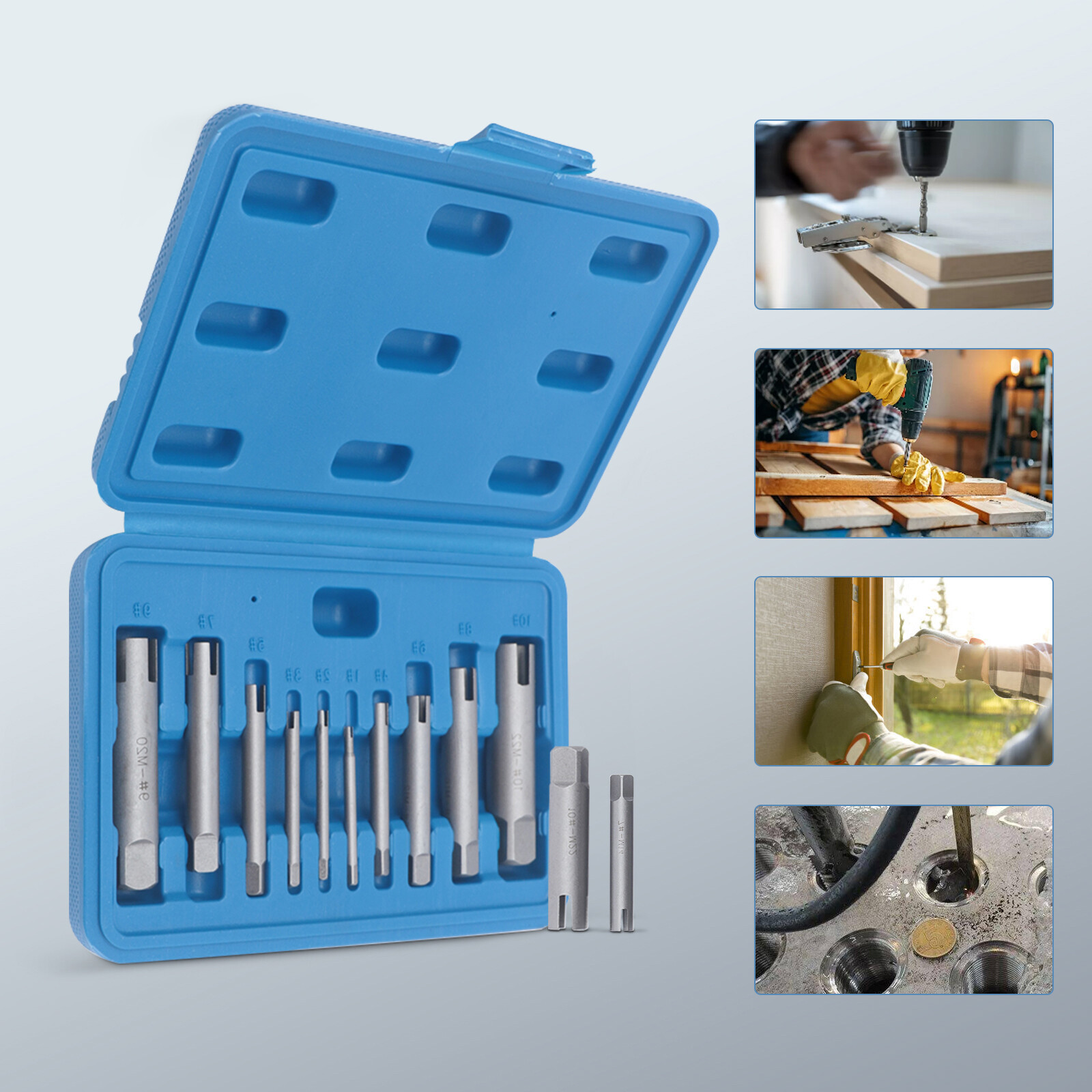 10pcs Broken Tap Extractor Removal Kit Screw Extractor Set 3/4 Claws 1-10#+Box