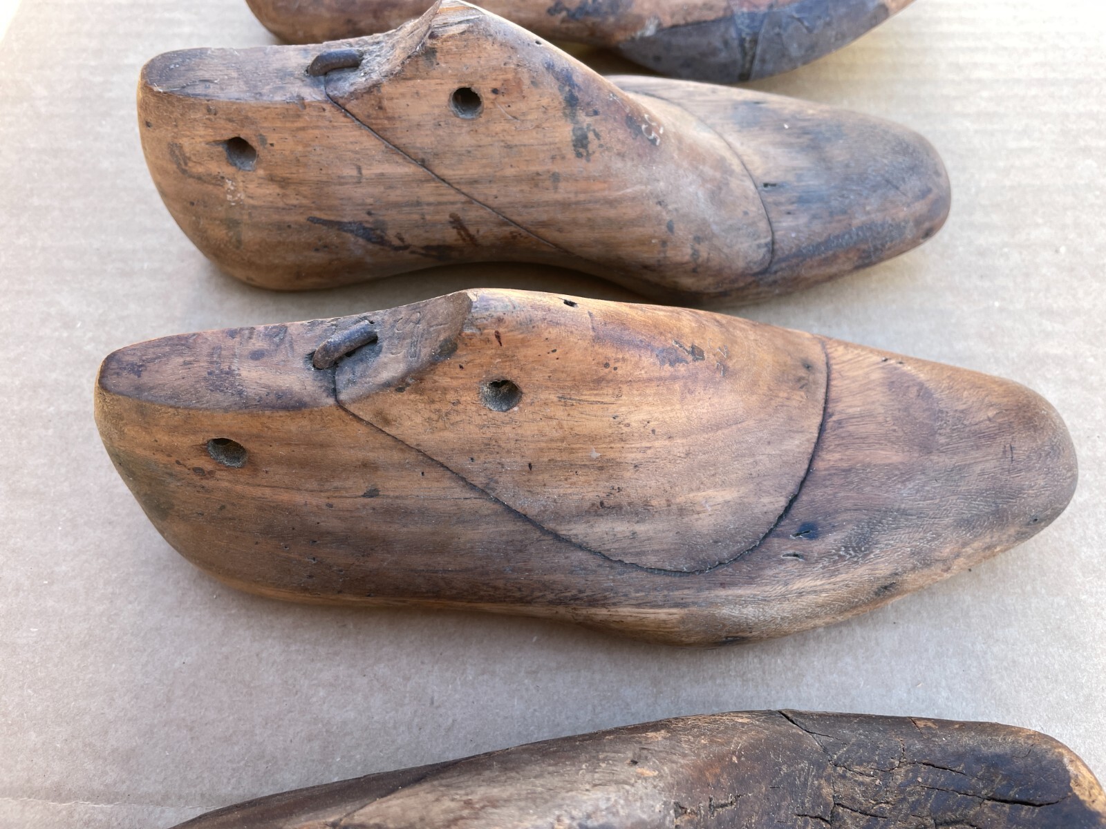 OUTSTANDING Lot of (7) Antique Wood Adult SHOE LASTS Forms Cobbler Molds