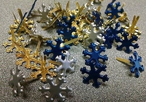 Snowflake Brads - Navy & Silver - Bulk 50ct