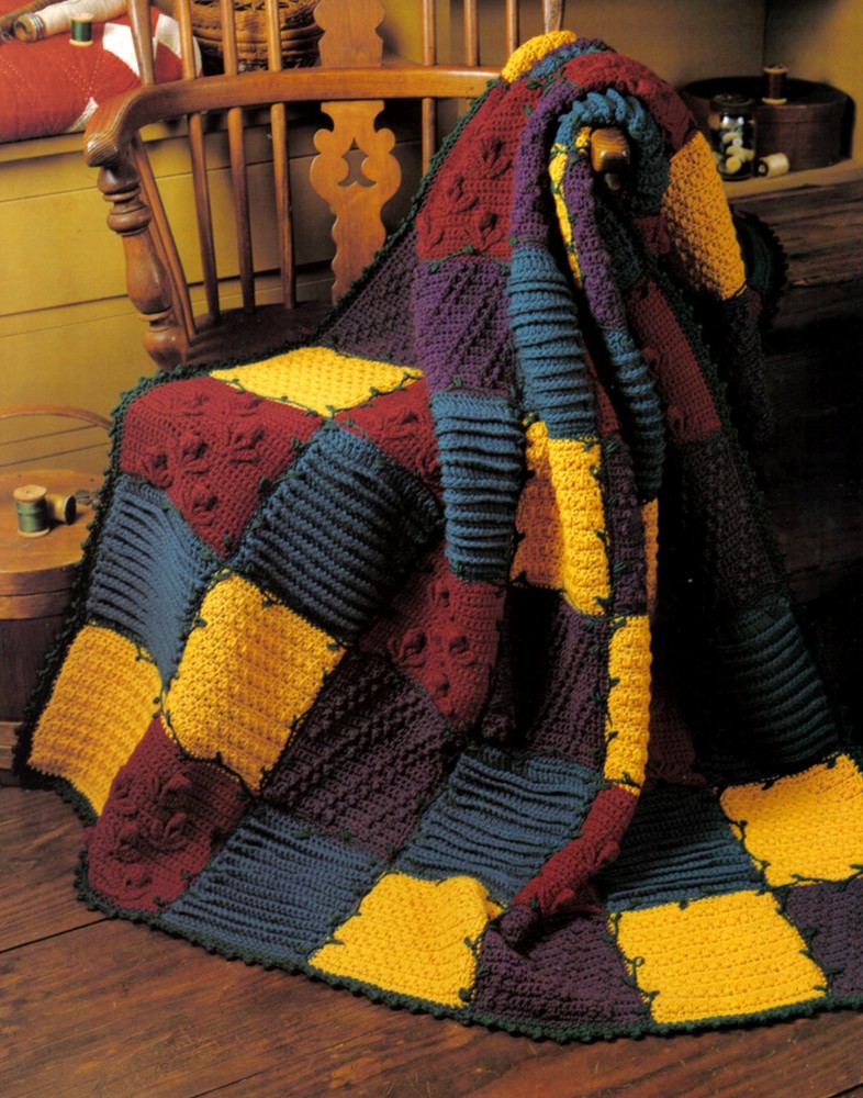 COLORFUL Patchwork Sampler Afghan/Crochet Pattern INSTRUCTIONS ONLY