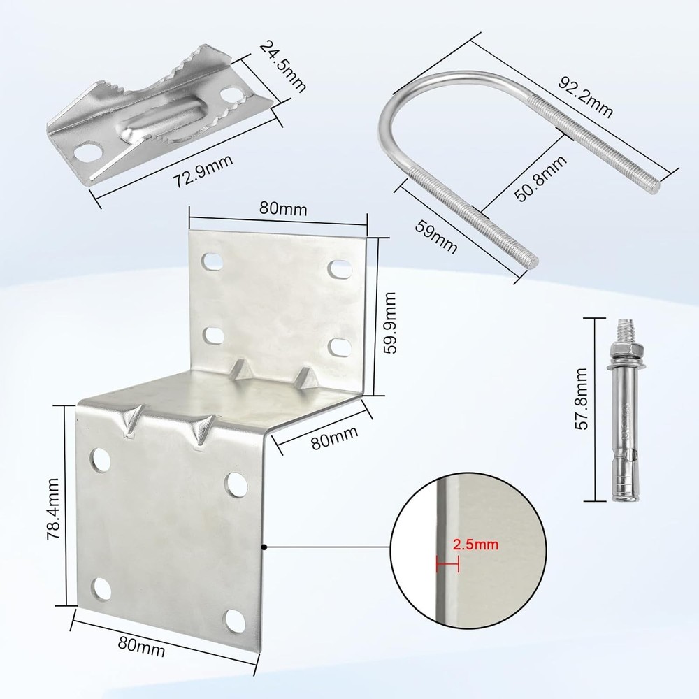 Antenna Pole Mount Bracket Kits - 2 Set Antenna Pole Mast Mount Bracket with U-B