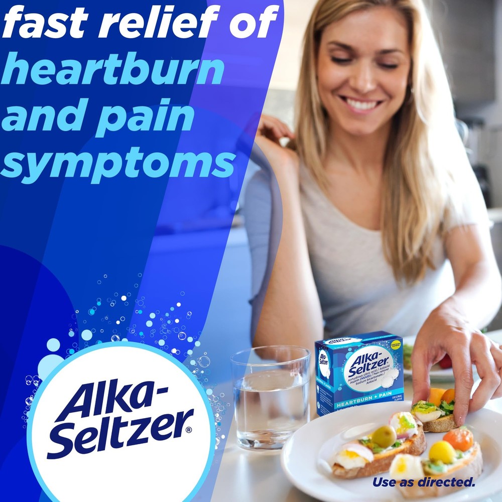 Alka-Seltzer Effervescent Tablets Original Flavor, Fast Multi-Symptom Relief
