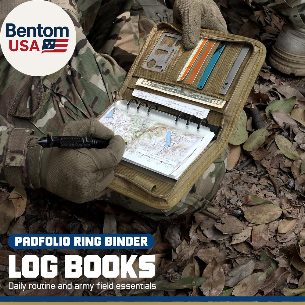 Tactical Notebook Padfolio Ring Binder - Refillable 6-Ring A6 Binder, Zip Hardco